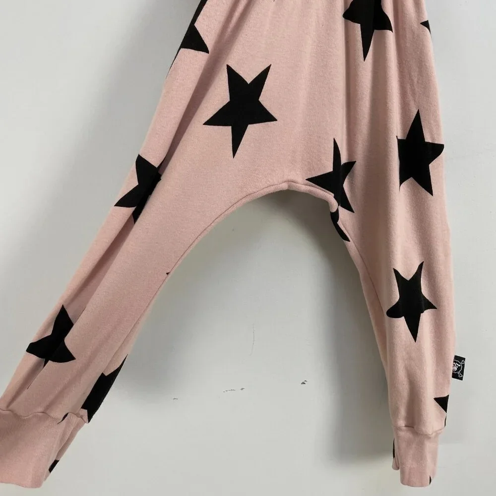 NUNUNU Girls‎ Toddler 2-3 Pink Star Jumpsuit Drop Crotch Sleeveless One Piece